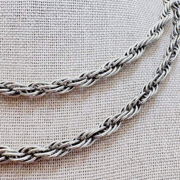 VTG Italy Sterling Silver 925 Heavy Rope Chain Lobster Clasp Necklace Size 29.5" - Picture 3 of 11